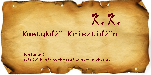 Kmetykó Krisztián névjegykártya
