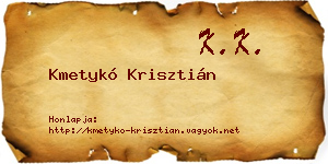 Kmetykó Krisztián névjegykártya